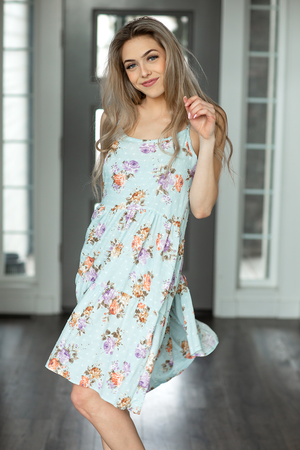 Can You Feel It Floral Dress in Dusty Blue (SALE)