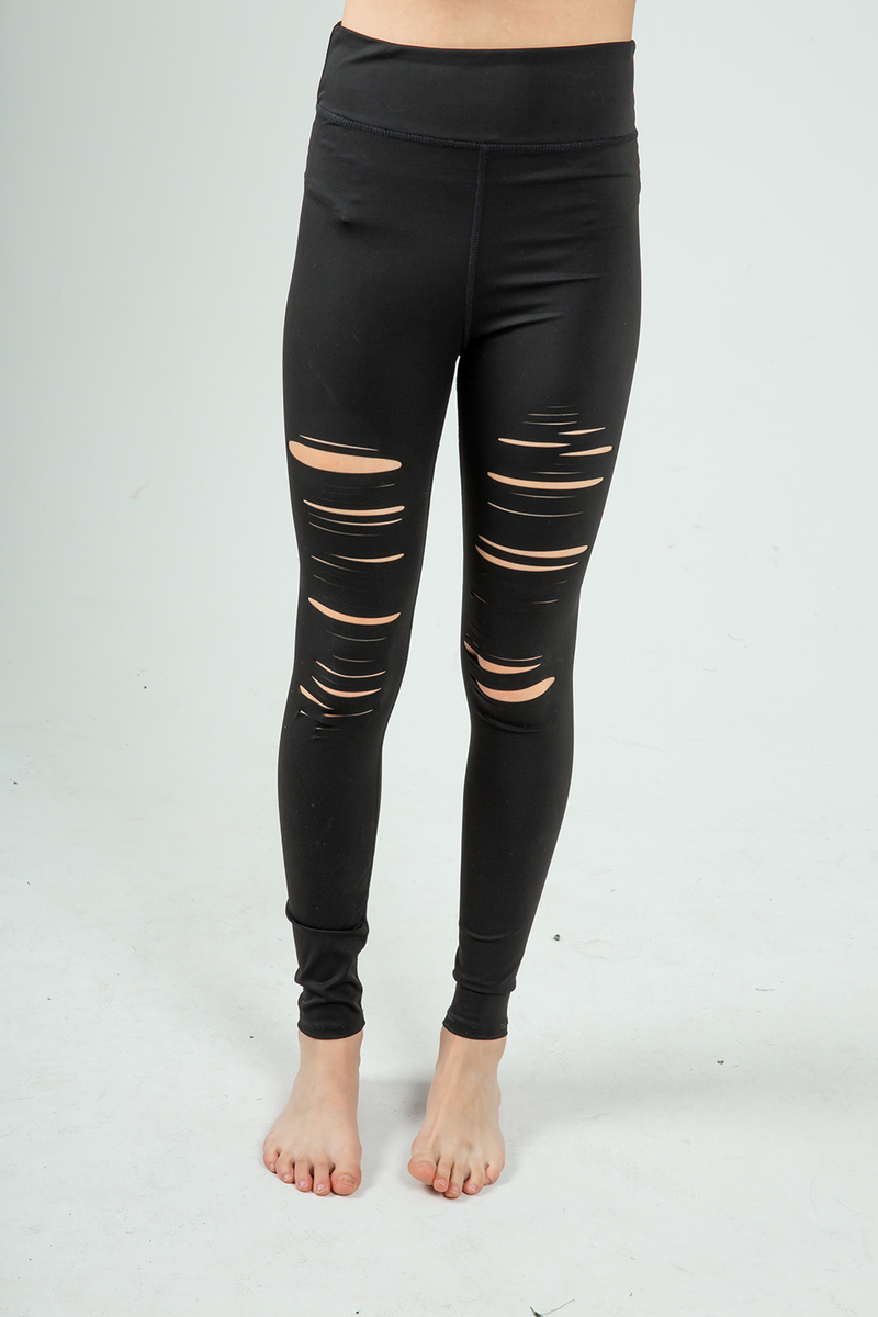 Cool Off Laser Cut Leggings in Black
