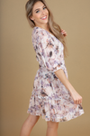 Too Many People Floral Dress in Blush