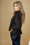 Hear Me Ribbed Cowl Neck in Black
