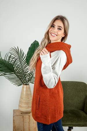 Meet Me Here Double Hoodie in Rust (SALE)