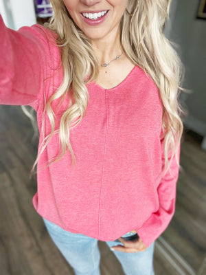 Lunch Date Pullover Sweater in Hibiscus