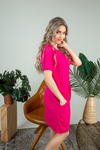 Who You Are Tie Dress in Fuchsia
