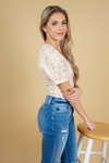 Game Changer Floral Bodysuit in Buttermilk