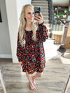Bet On It Shirred Long Sleeve Floral Dress