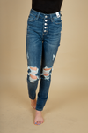 Judy Blue Bring It Back Dark Wash Distressed Skinny Jeans