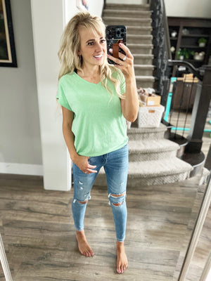 Back to Reality V-Neck Drop Shoulder Top (Multiple Colors)