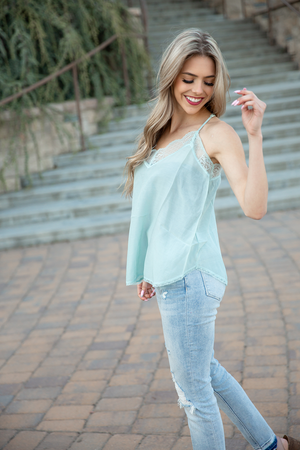 What a Time Lace Tank Top in Mint (SALE)