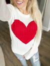 Sweet Dreams Heart Sweater in Ivory and Red