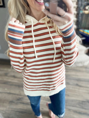 Hold On Striped Sweater Hoodie