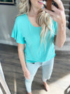 Never Give Up Ruffle Short Sleeve in Mint