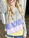 The Same Story Color Block Hoodie in Heather Gray and Lavender