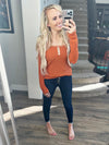 No Chances Square Neck Henley in Pumpkin (SALE)