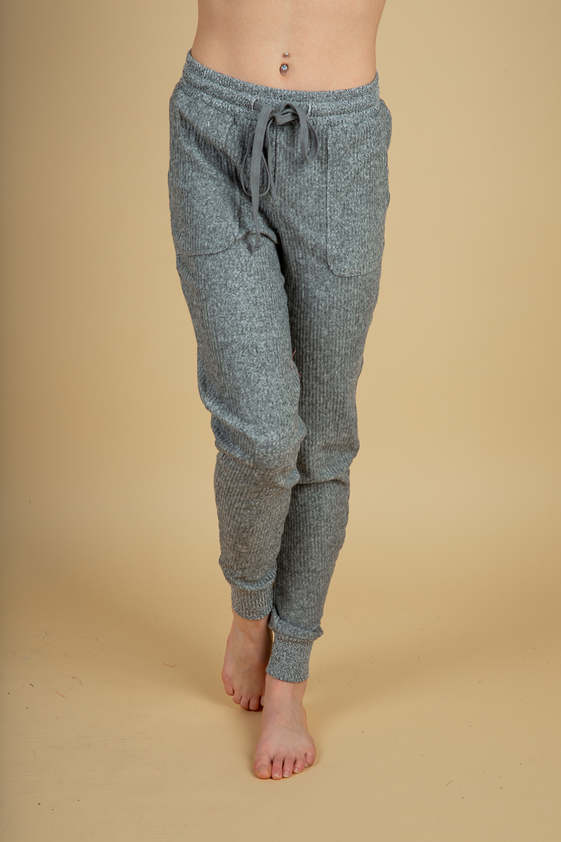 Around My Waist Ribbed Joggers in Heather Gray (SALE)
