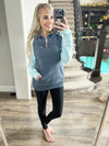 Wanakome Christine Quarter Zip Pullover in Blue and Navy
