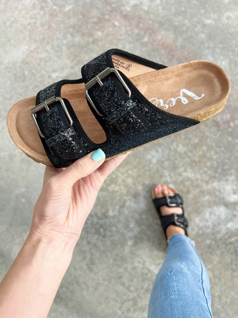 Very G Going Out Sparkle Sandals in Black