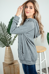 After Ribbed Double Hoodie in Gray (SALE)