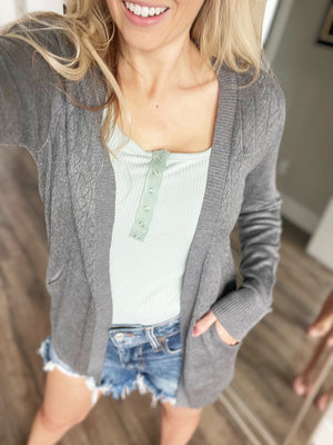 Let's Talk About It Cardigan in Charcoal