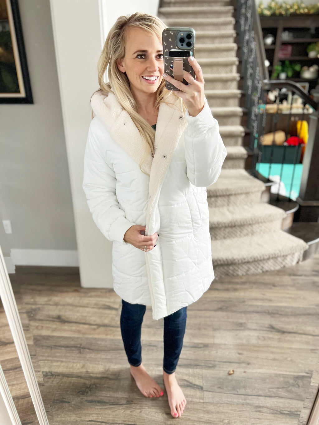 Elegance Defined Long Fur Lined Jacket in Ivory