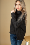 Hear Me Ribbed Cowl Neck in Black