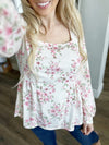 Pass The Tea Please Cream Floral Top