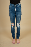 Judy Blue Bring It Back Dark Wash Distressed Skinny Jeans