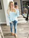 My Turn Knit V-Neck Sweater in Glacier