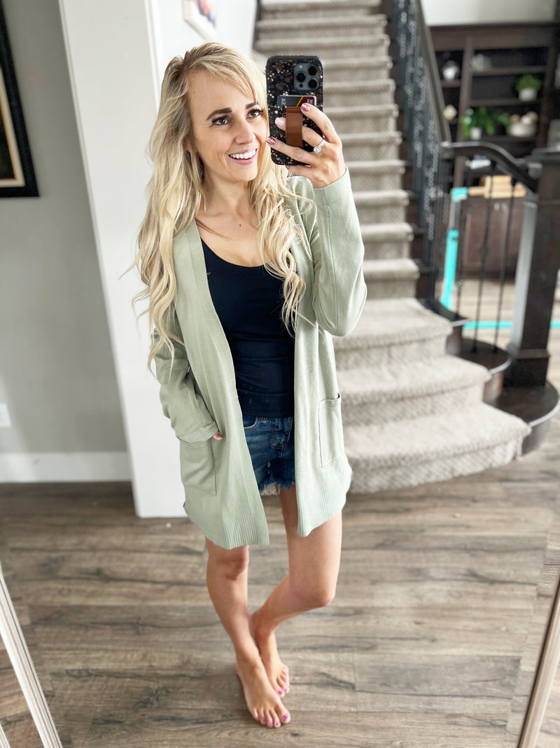 True To Yourself Cardigan in Sage