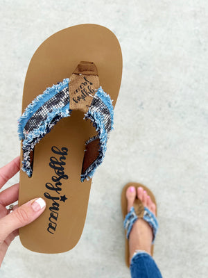 Gypsy Jazz Call Me Maybe Animal Print Flip Flops in Denim (SALE)