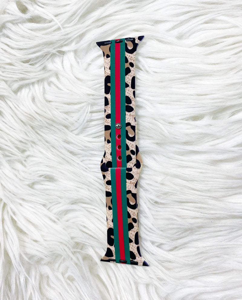 Red & Green Striped Apple Watch Band