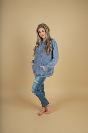 Holding You Back Hoodie in Denim (SALE)