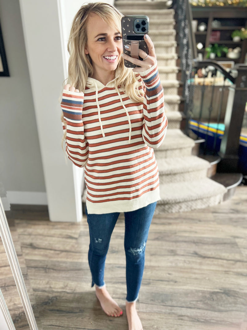 Hold On Striped Sweater Hoodie