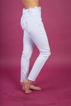 Vervet Wait For Me White Distressed Skinny Jeans (SALE)