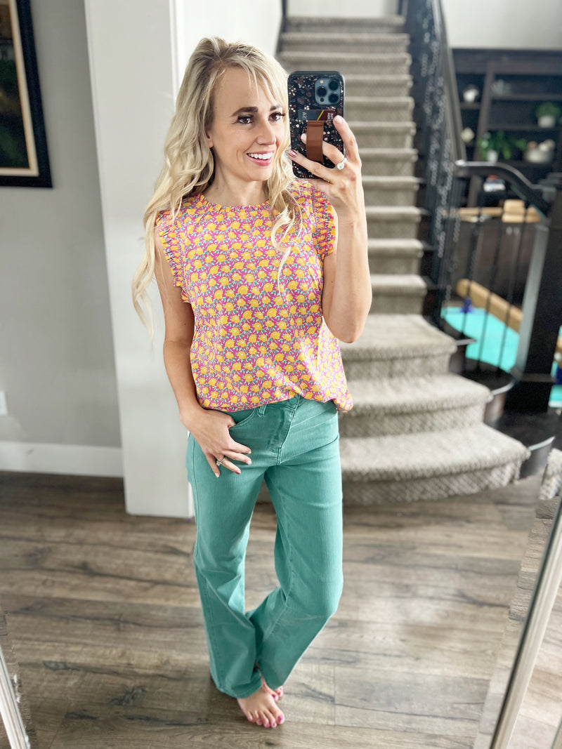 Take A Message Floral Top Top in Pink