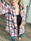 Think About It Plaid Sherpa Lined Top in Pink and Blue