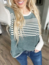 Here I Go Again Striped Top in Teal