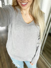 Hold Together Knit Pullover Sweater in Heather Gray