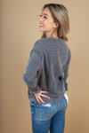 Mono B Steal My Breath Knit Mineral Wash Pullover in Gray