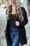 See it in Time Popcorn Cardigan in Black