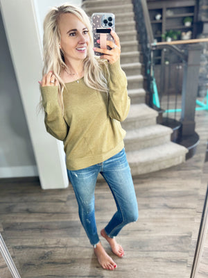 Where You Are Sweater Top in Olive