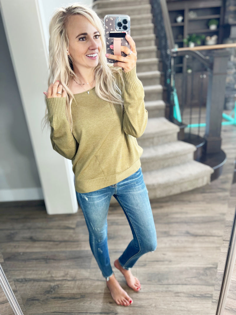 Where You Are Sweater Top in Olive