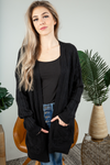 On For Tonight Patterned Knit Cardigan in Black