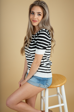 Falling in Deep Sweater Tee in Black and White (SALE)