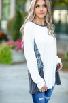 Met My Destiny Long Sleeve Top in Heather Ivory and Camo (SALE)