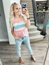 Come Again Floral Color Block Tank Top