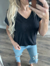 A Bit Braver V-Neck Relaxed Tee in Black