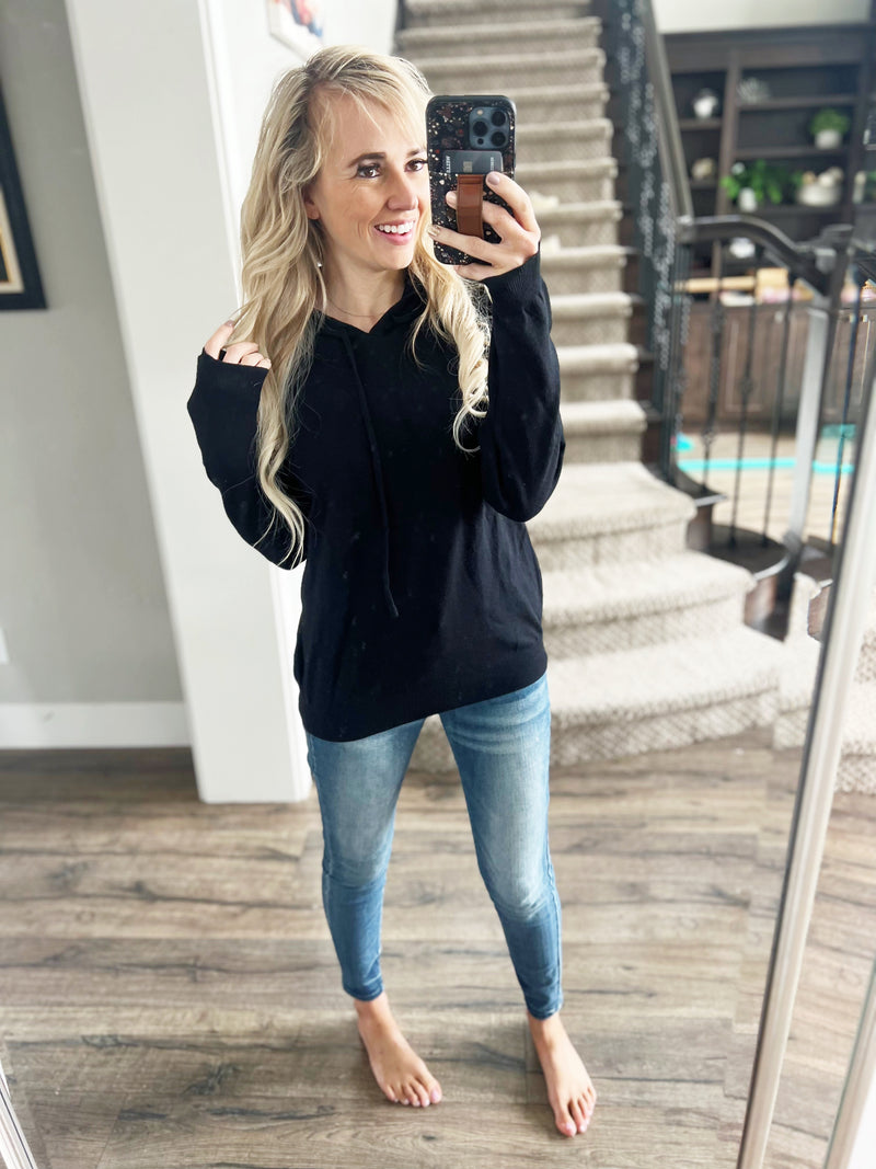 See Me Singing Sweater Hoodie in Black