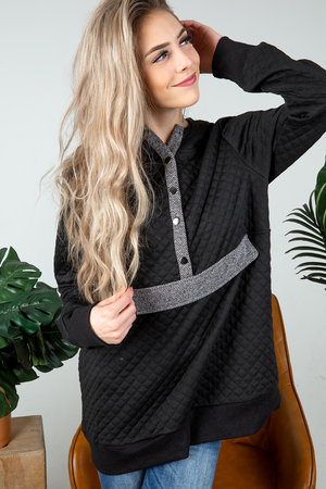 Going Away Quilted Hoodie in Black