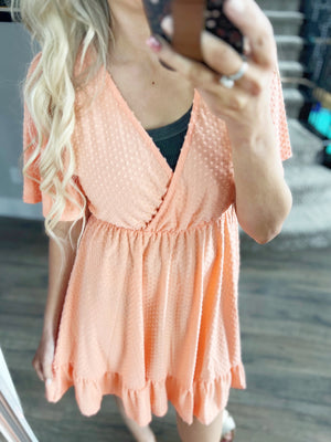 So Into You Swiss Dots Dress in Coral