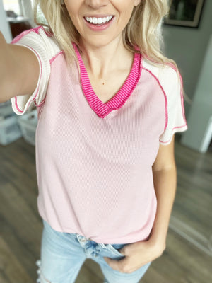 Clarissa's Color Block Top in Mauve